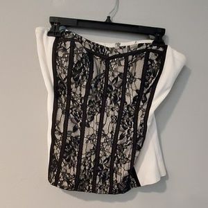 White with black lace tube top